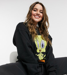 Черный oversized-свитшот с принтом In The Style Plus x Olivia Bowen
