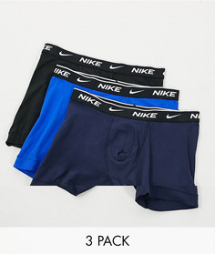 Набор из 3 хлопковых эластичных боксеров-брифов черного/темно-синего/синего цвета Nike-Мульти