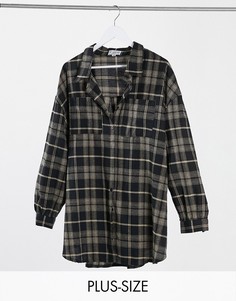 Черная удлиненная рубашка в клетку In The Style Plus x Megan Mckenna-Синий