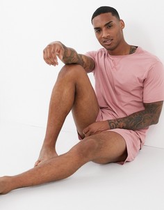 Розовые короткие шорты и футболка для дома ASOS DESIGN-Розовый