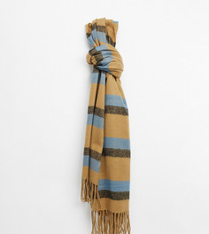 Широкий шарф в полоску в стиле унисекс Reclaimed Vintage inspired-Коричневый