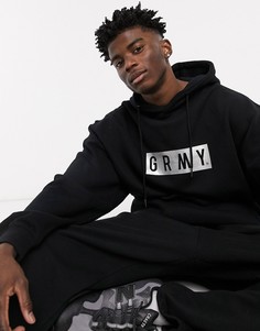 Черный худи с логотипом на груди Grimey