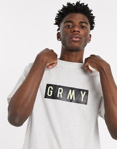 Серая меланжевая футболка с логотипом на груди Grimey-Серый