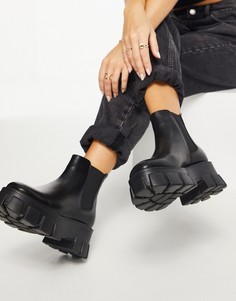 Черные массивные ботинки челси из искусственной кожи с утолщенной подошвой Truffle Collection-Черный