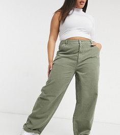 Свободные чиносы цвета хаки ASOS DESIGN Curve-Зеленый цвет