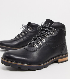 Черные кожаные походные ботинки на шнуровке для широкой стопы Ben Sherman-Черный