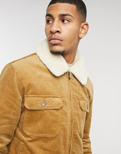 Коричневая куртка харрингтон из вельвета в рубчик Topman-Коричневый