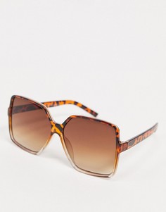 Квадратные солнцезащитные очки в черепаховой оправе SVNX-Коричневый