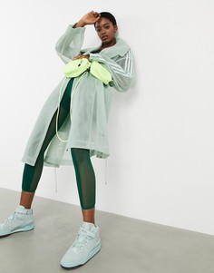 Зеленое пальто в сеточку с ассиметричными краями adidas x IVY PARK-Зеленый