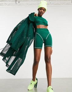 Темно-зеленая укороченная футболка с сетчатой отделкой adidas x IVY PARK-Зеленый