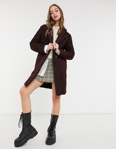 Классическое пальто винного цвета из пряжи букле New Look-Красный