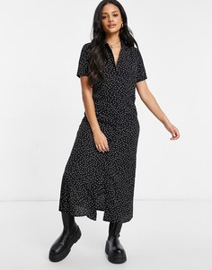 Платье-рубашка миди в горошек на пуговицах Missguided-Мульти