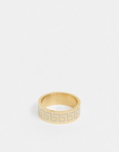 Золотистое кольцо из нержавеющей стали с извилистым дизайном Topman-Мульти