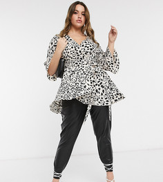 Блузка с запахом и леопардовым принтом Yours-Мульти