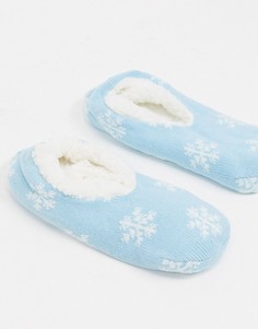 Голубые носки-слипперы с принтом снежинок Brave Soul-Многоцветный