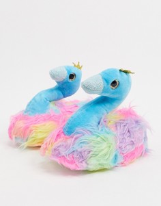 Разноцветные радужные слиперы в форме лебедей Loungeable-Мульти