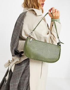 Плетеная сумка на плечо в цвете хаки Truffle Collection-Зеленый цвет