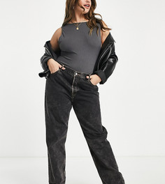 Черные выбеленные джинсы прямого кроя с высокой талией в стиле 90-х ASOS DESIGN Curve-Черный