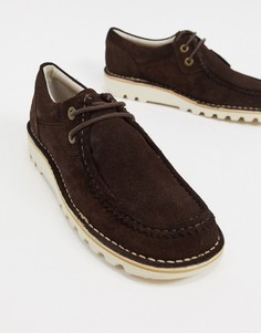 Темно-коричневые замшевые туфли-дерби в стиле casual Kickers kick wall Lo-Коричневый