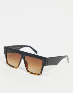 Квадратные солнцезащитные очки с коричневыми стеклами и черно-коричневой оправой SVNX-Черный
