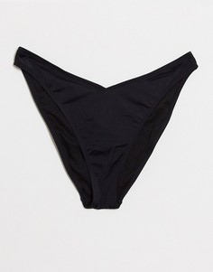 Черные плавки бикини V-образного кроя с высоким вырезом бедра ASOS DESIGN-Черный