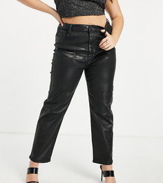 Черные джинсы-сигареты с покрытием и завышенной талией ASOS DESIGN Curve-Черный