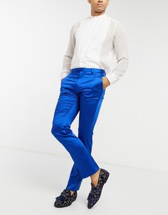 Ярко-синие зауженные брюки под смокинг Twisted Tailor-Синий