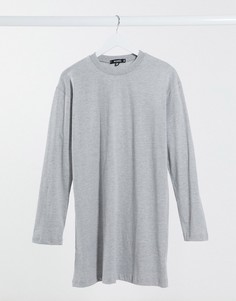 Серое платье-футболка с длинными рукавами Missguided-Серый