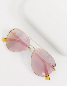 Солнцезащитные очки-авиаторы с золотистой оправой и розовыми стеклами Marc Jacobs-Золотистый