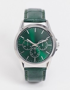 Зеленые часы с ремешком под крокодиловую кожу Topman-Черный