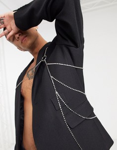 Цепочка-бандаж для тела серебристого цвета с кристаллами ASOS DESIGN-Серебряный