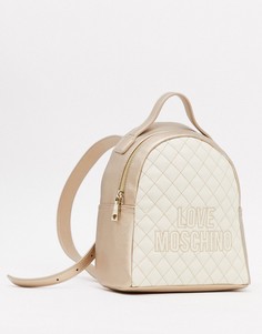 Стеганый рюкзак Love Moschino цвета слоновой кости и серебра с контрастной строчкой-Кремовый