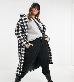 Oversized-пальто с узором «гусиная лапка» Simply Be-Мульти