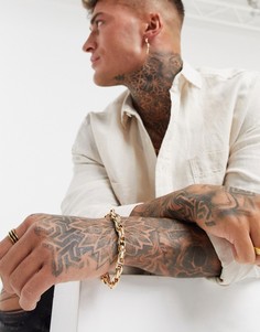 Золотистый браслет-цепочка 9 мм с греческим узором ASOS DESIGN-Золотой