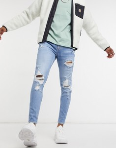 Голубые джинсы скинни Bershka-Синий