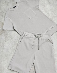 Серые шорты и футболка для дома из вафельного трикотажа ASOS DESIGN-Серый