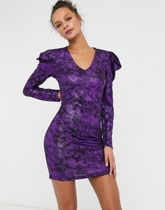 Фиолетовое платье мини с объемными рукавами JDY-Фиолетовый