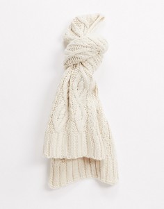 Вязаный шарф с узором «косы», комбинируется с другими вещами коллекции French Connection-Серый