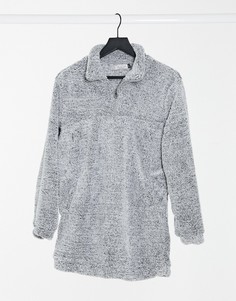 Серое платье из искусственного меха с короткой молнией Street Collective-Серый