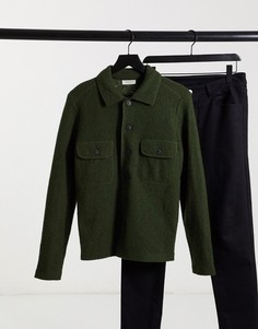 Куртка-рубашка из шерсти цвета хаки Selected Homme-Зеленый
