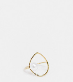 Эффектное кольцо из стерлингового серебра с позолотой, украшенное искусственным жемчугом Kingsley Ryan