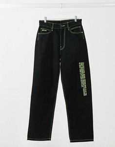 Черные мешковатые расклешенные джинсы с логотипом сбоку Calvin Klein EST 1978-Черный
