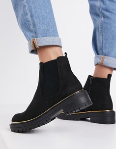 Черные ботинки-челси на массивной подошве с окантовкой New Look-Черный