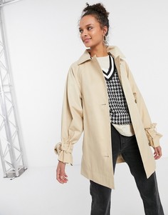 Укороченный тренч кремового цвета Topshop-Белый