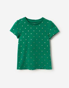 Зелёная футболка в горох для девочки Gloria Jeans