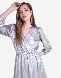 Серебристое платье с объёмными пайетками Gloria Jeans