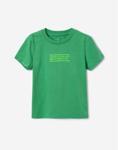 Зелёная футболка с надписью для мальчика Gloria Jeans