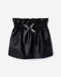 Чёрная юбка из экокожи для девочки Gloria Jeans