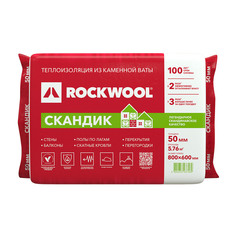 Каменная вата Rockwool Лайт Баттс Скандик 800x600x50 мм 5.76 м2