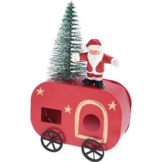 Статуэтка Рождественский фургон красная 9х7х14 см Без бренда